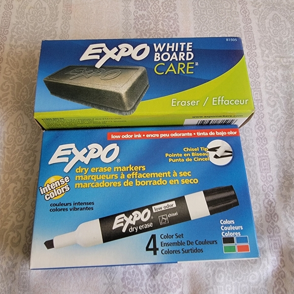Expo Dry Erase Markers (4) and White Board Eraser - Picture 1 of 6